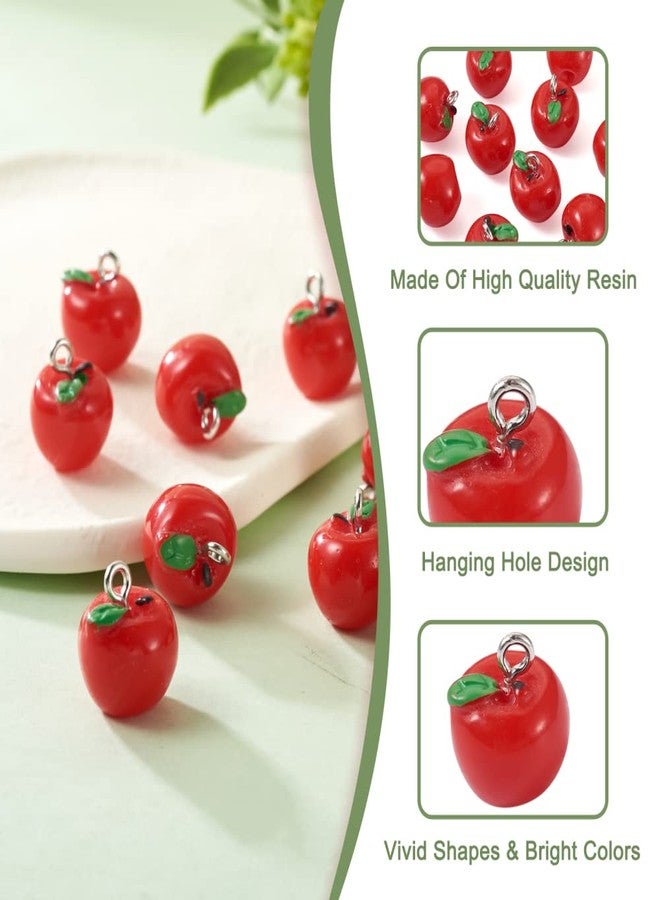 Craftdady 10Pcs Red Apple Fruit Charms Resin Lovely Food Fruit Pendants Links Hanging Ornaments for Earring Bracelet Necklace Key Chain Jewelry Crafts Making - Image 2